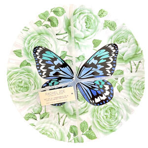 RACHEL ZOE Spring Floral Butterfly Melamine 10.75" Dinner Plates Set of 4 NEW